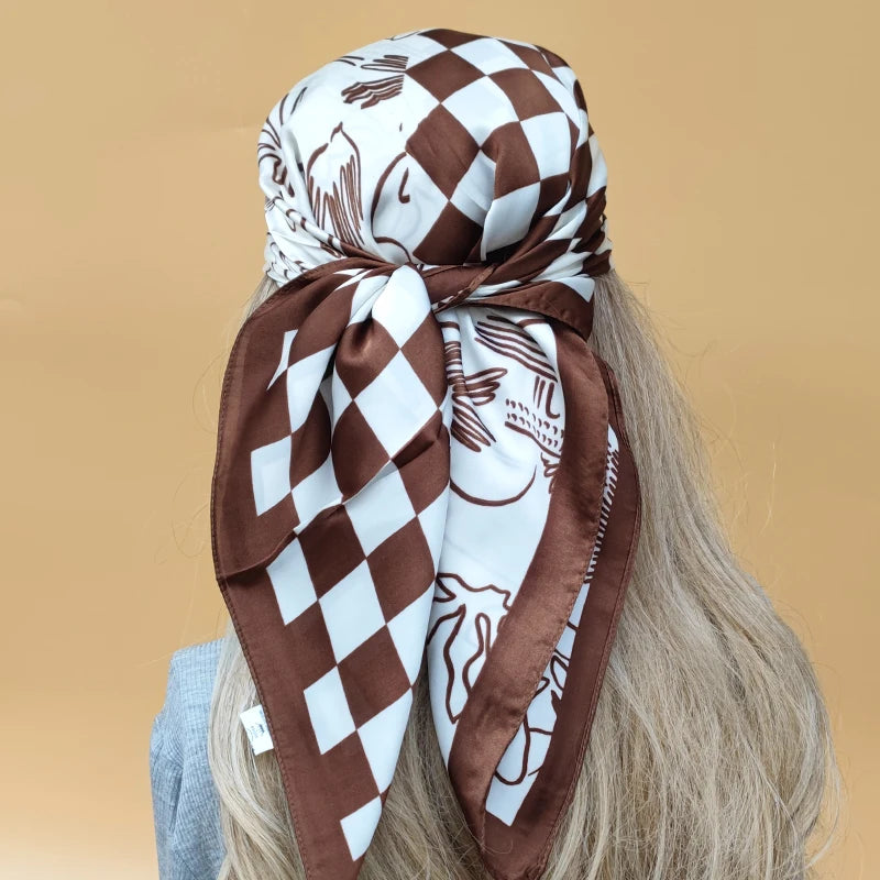 Luxury 70x70cm Silk Hijab | Sunscreen Beach Kerchief for Women | 2024 New Style Headscarf for All Seasons - Smooth Wigs