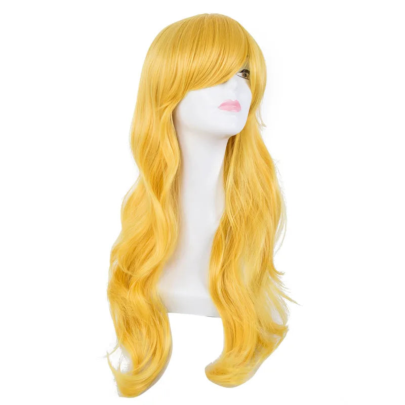 Long Pink Wig | Wig with Red Ribbon & Wig Cap by SmoothWigs - Smooth Wigs