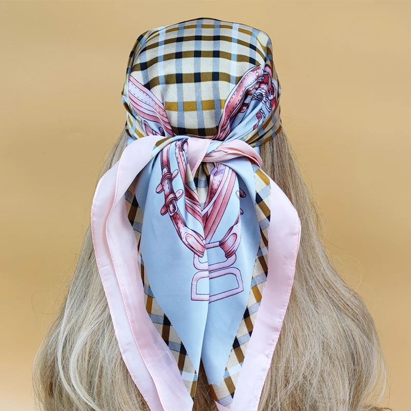 Luxury 70x70cm Silk Hijab | Sunscreen Beach Kerchief for Women | 2024 New Style Headscarf for All Seasons - Smooth Wigs