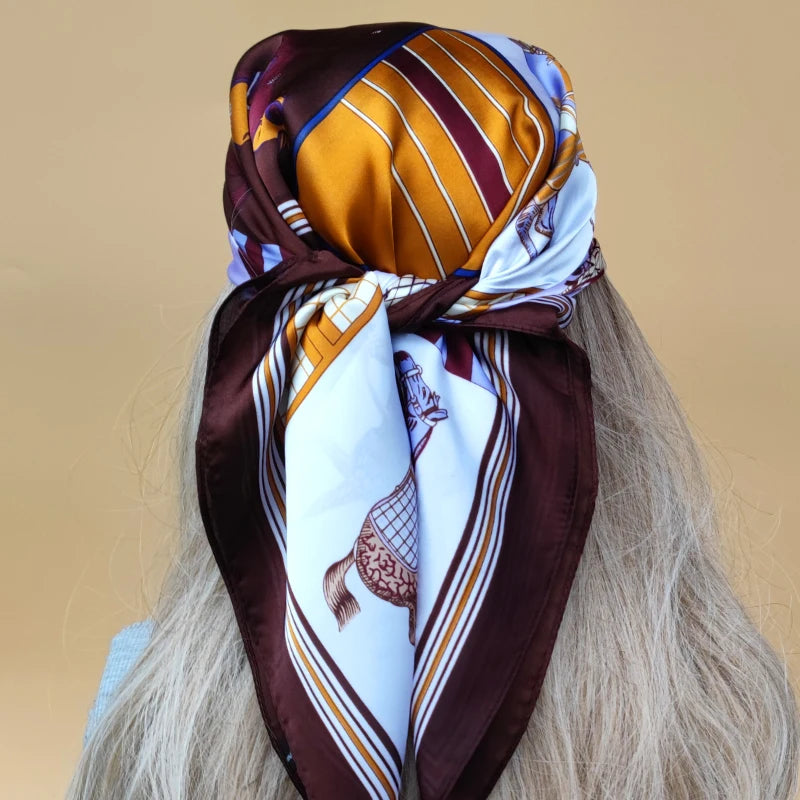 Luxury 70x70cm Silk Hijab | Sunscreen Beach Kerchief for Women | 2024 New Style Headscarf for All Seasons - Smooth Wigs