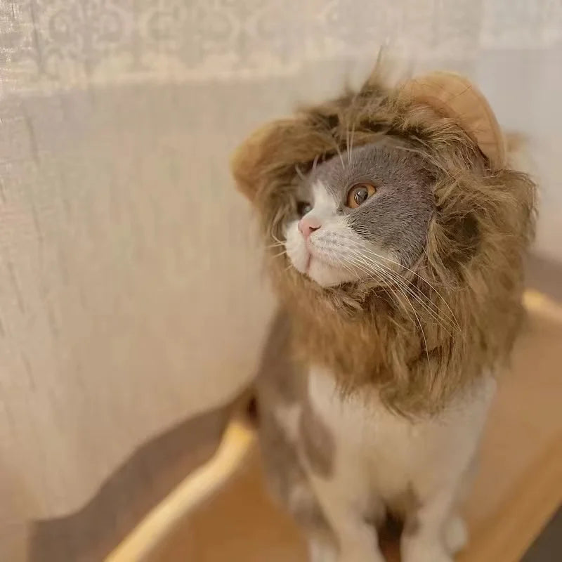 Funny Lion Mane Costume for Cats & Dogs | Cute Pet Wig with Ears | Perfect for Parties & Cosplay - Smooth Wigs