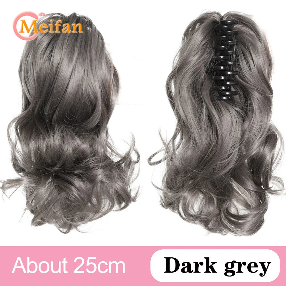 Wavy Curly Claw Clip Ponytail | Natural-Looking Hair Bun Extension in Blonde, Brown & Black | False Pigtail for Women - Smooth Wigs