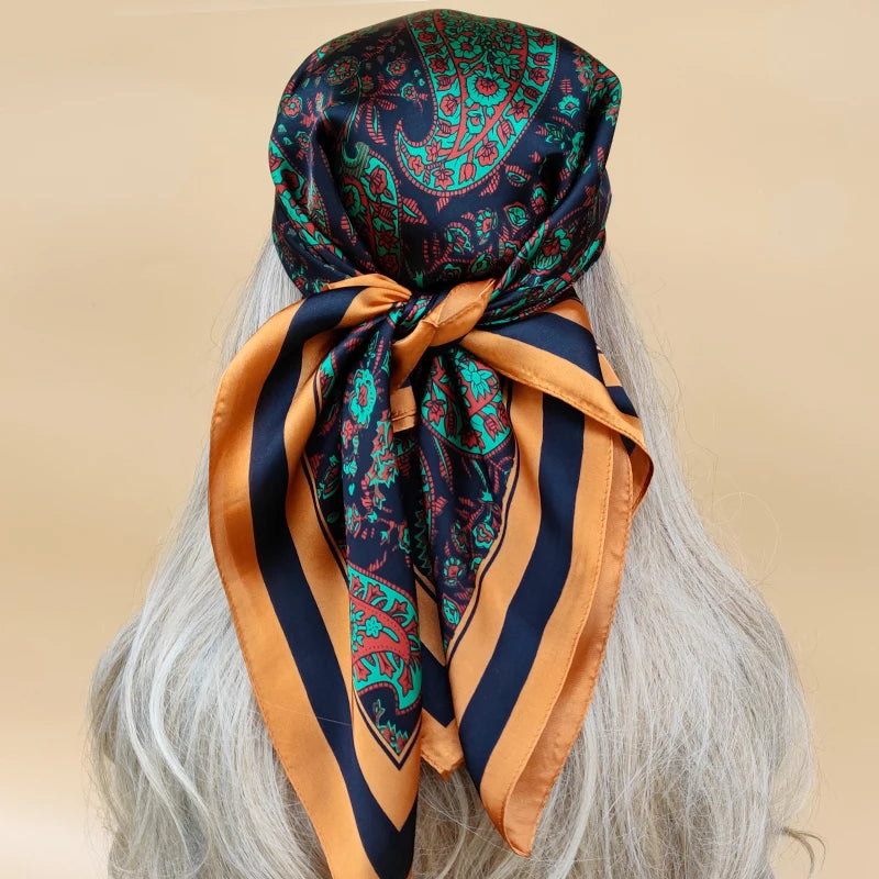 Luxury 70x70cm Silk Hijab | Sunscreen Beach Kerchief for Women | 2024 New Style Headscarf for All Seasons - Smooth Wigs
