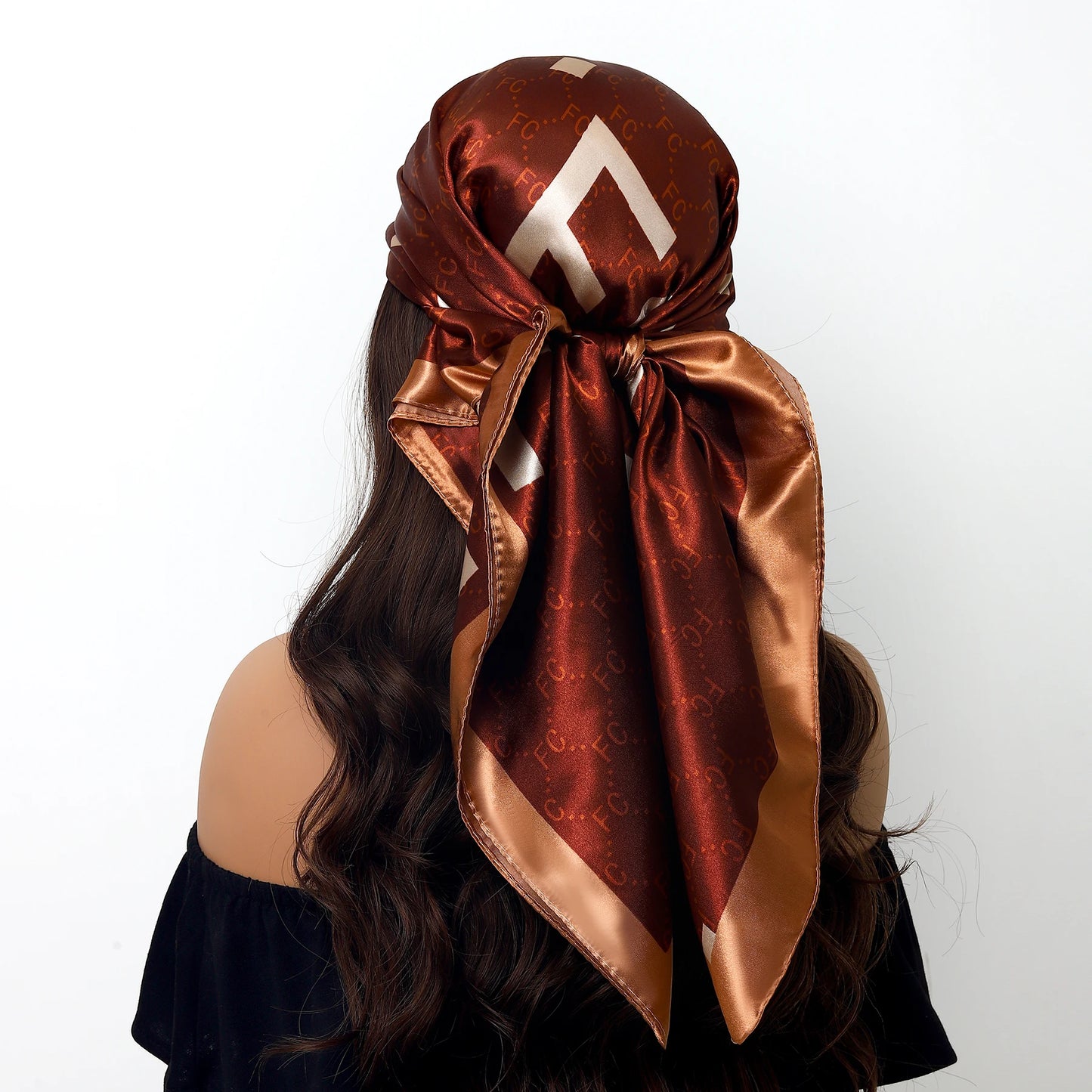 90x90cm Silk Scarf | 2025 Trendy Beach Sunscreen Shawl | Europe & America Style Printed Bandanna for Women - Smooth Wigs