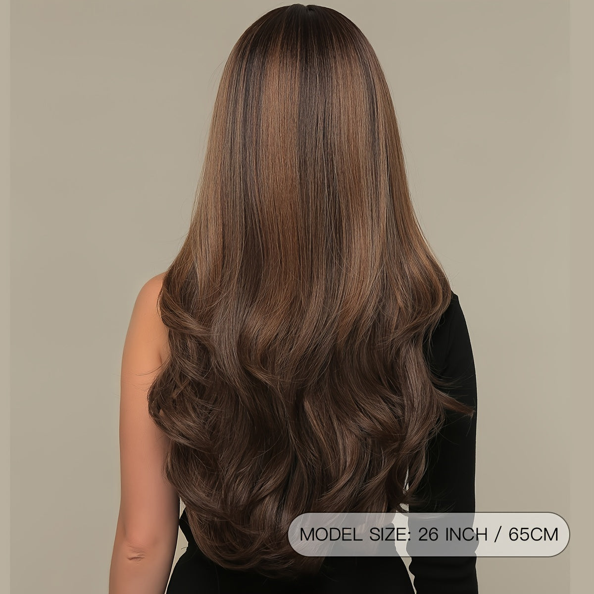Long Wavy Brown Wig - Natural Style Synthetic Wig with Bangs and Curly Hair for Women