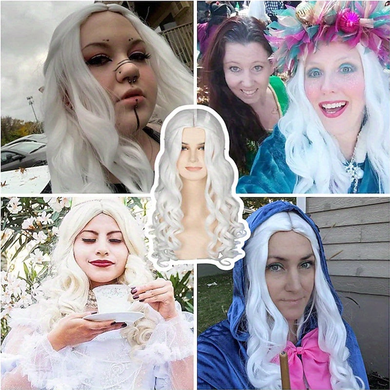 Synthetic Hair Wigs Silvery Long Braided Costume Cosplay Queen Wig For Women For Halloween Party