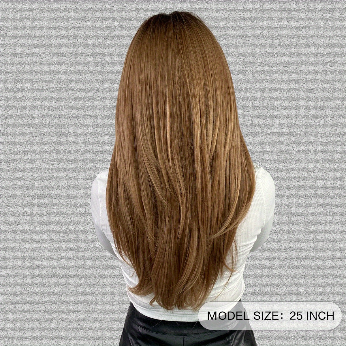 Heat Resistant Long Wavy Honey Blonde Wig with Bangs for Women - Natural Synthetic Brown Wig with Layered Style