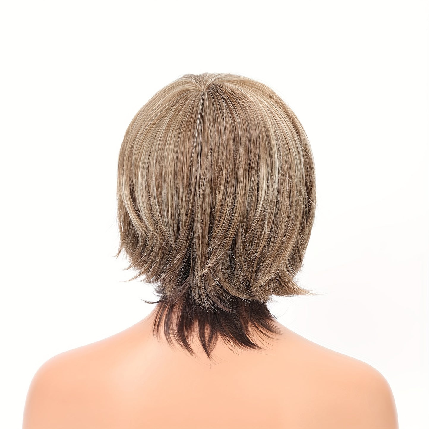 Stylish Highlight Brown Pixie Cut Wig with Bangs - Perfect for Women and Girls - Short Straight Synthetic Non-Lace Wig