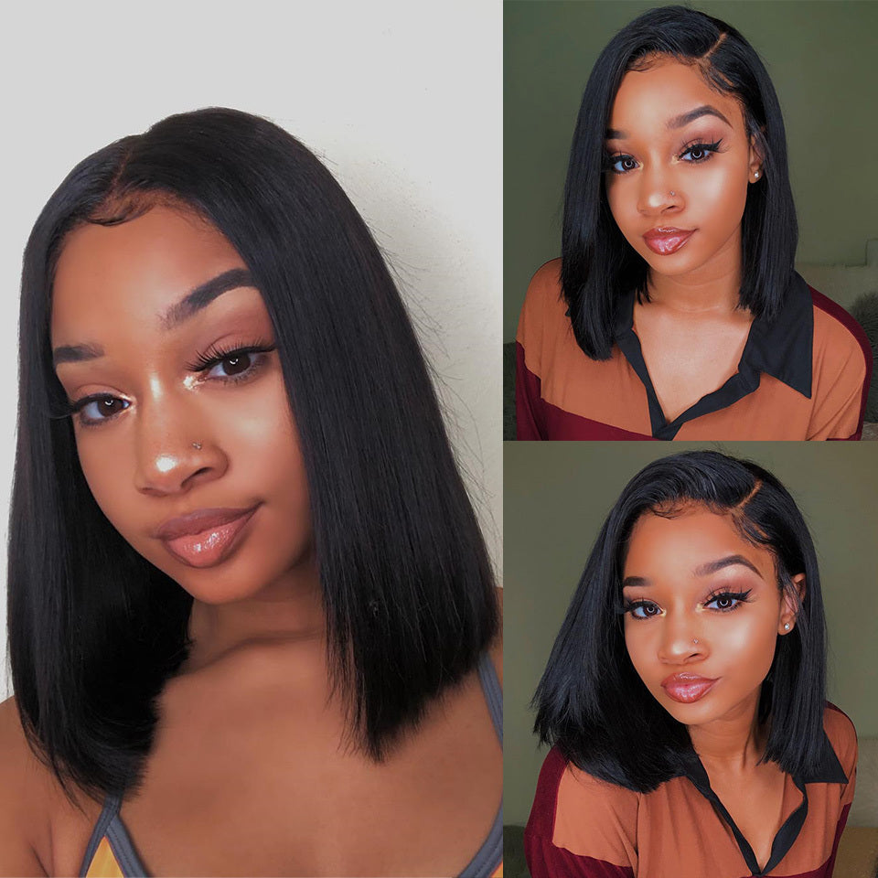 Bone Straight Bob Lace Front Wig - 13x4 Lace Frontal Human Hair Wig With Baby Hair - Pre-Plucked For Women - Perfect For Everyday Wear And Special Occasions