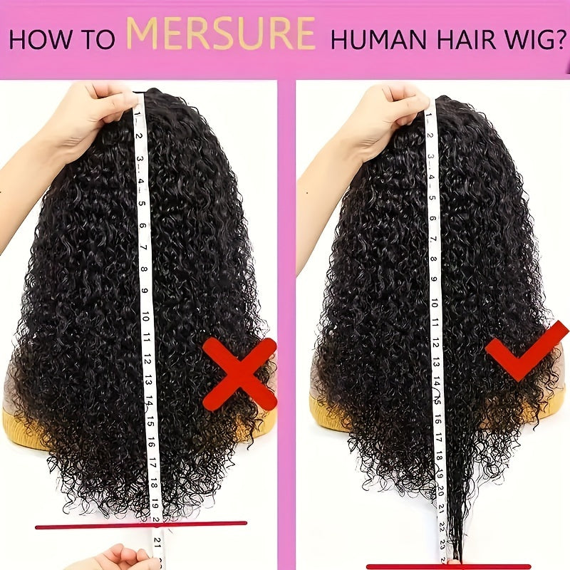 Natural Look 10inch Curly Human Hair Wig - Shoulder Length Wig With Bangs For Women - 180 Density