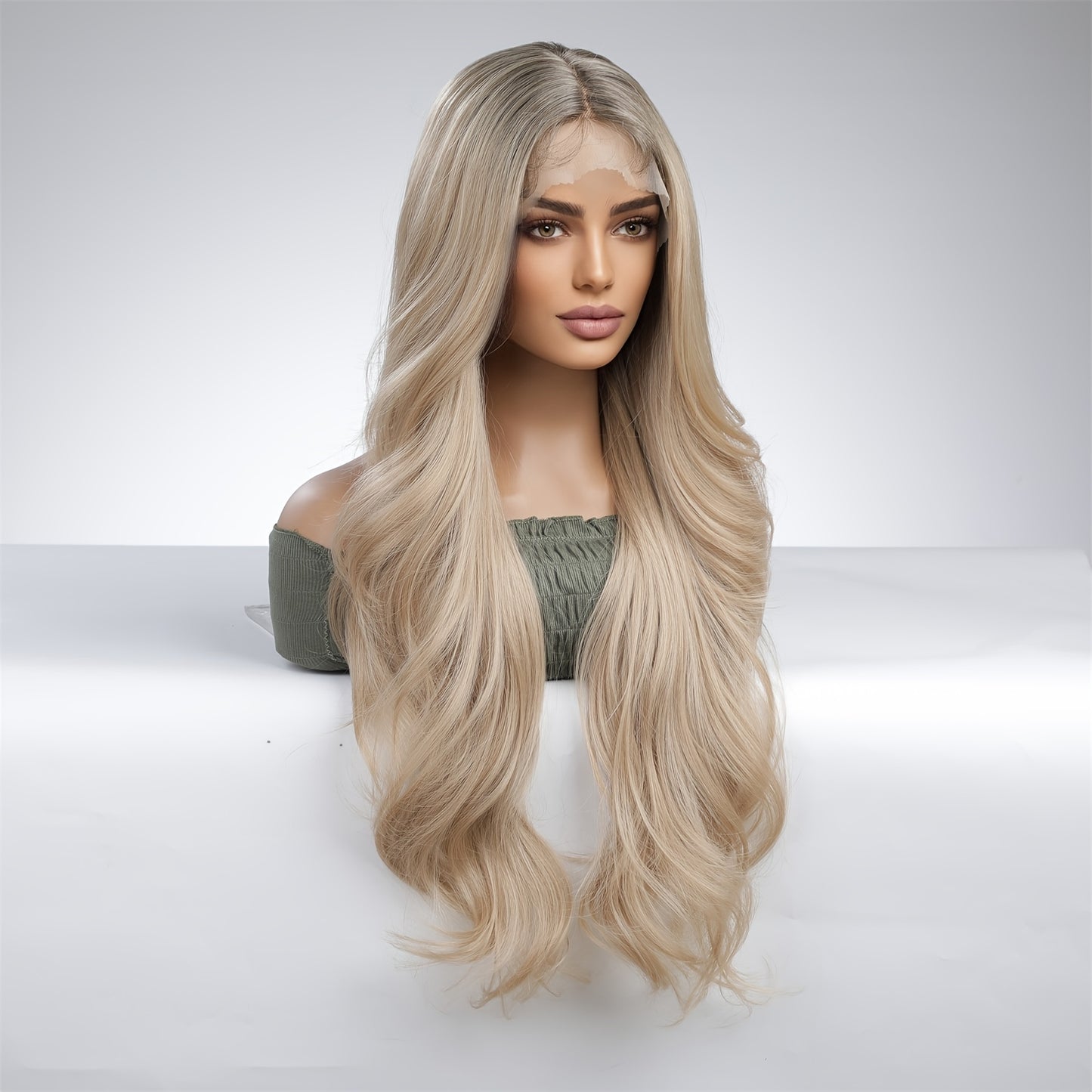 Lace Front Wig Long Wig For Women Loose Wave Middle Part Wig Heat Resistant Synthetic Wig
