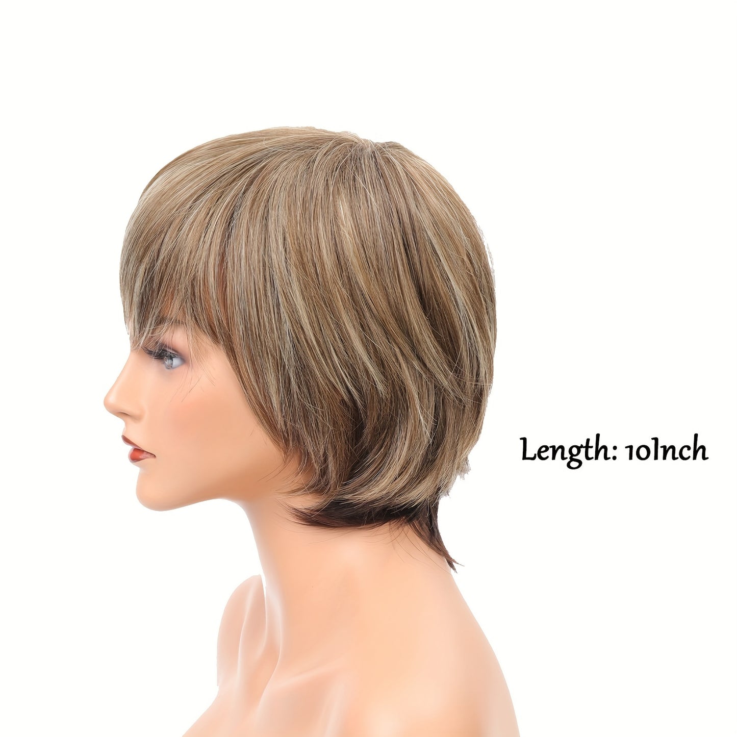 Stylish Highlight Brown Pixie Cut Wig with Bangs - Perfect for Women and Girls - Short Straight Synthetic Non-Lace Wig