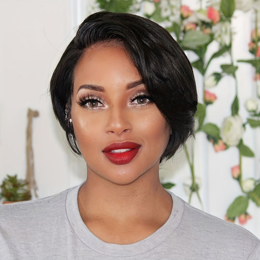 Chic Short Curly Pixie Wig - Synthetic Bob Style for Effortless Glamour - 6 Inch, Ideal for Daily Wear and Instant Makeover