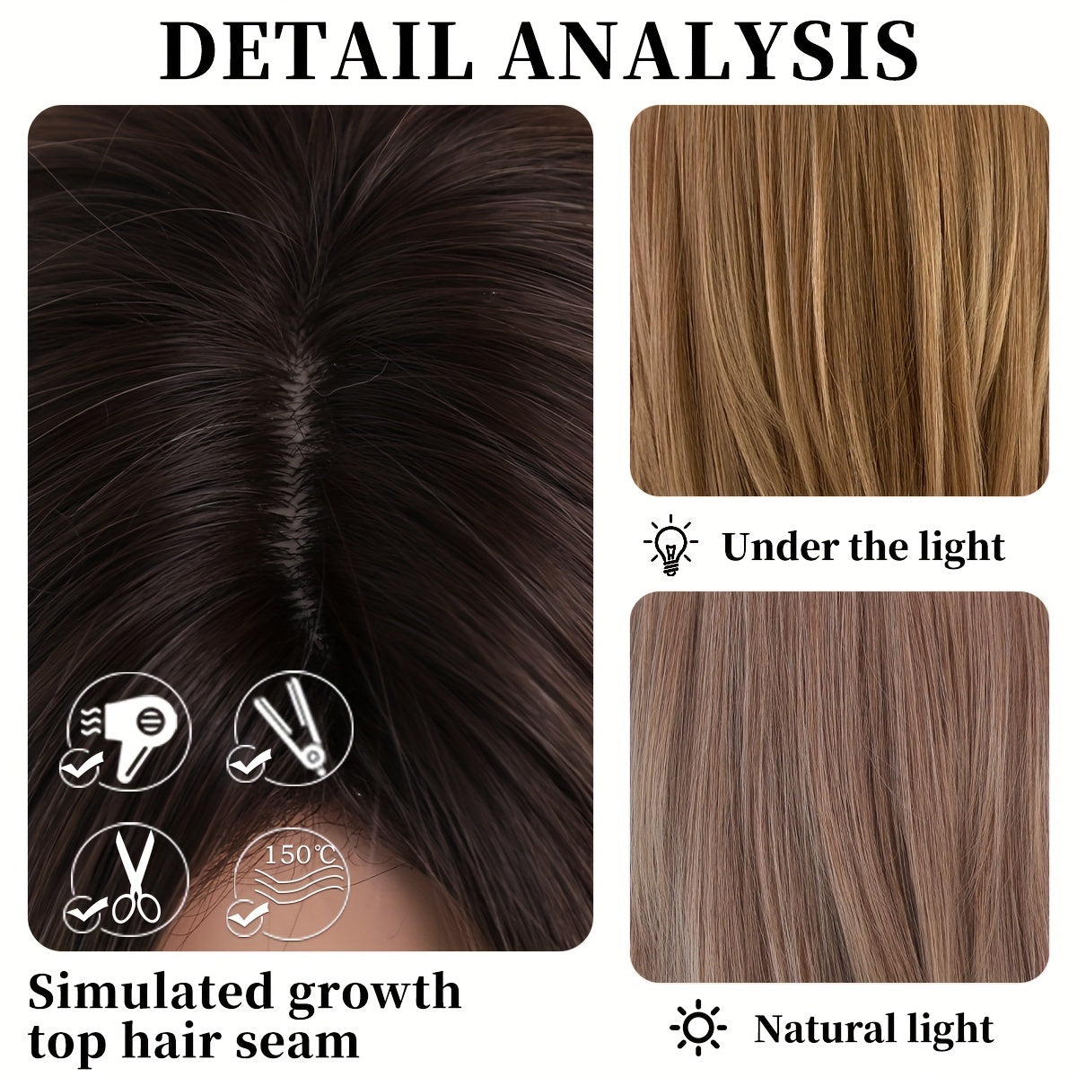 Heat Resistant Long Wavy Honey Blonde Wig with Bangs for Women - Natural Synthetic Brown Wig with Layered Style