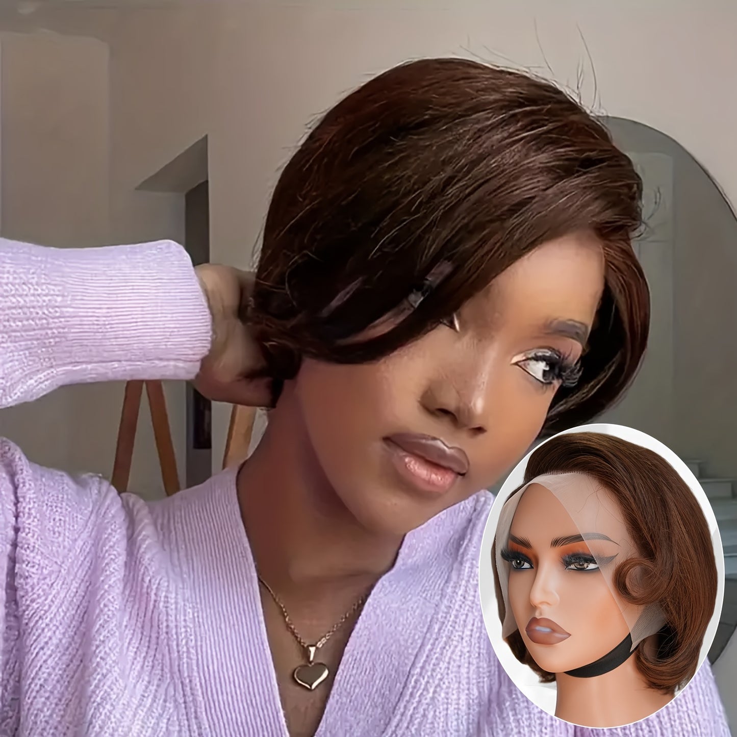 Luxury 180% Density Human Hair Wig - Sleek Pixie Cut Bob, 13x4 Lace Front, Ideal for Daily Wear & Stylish Events