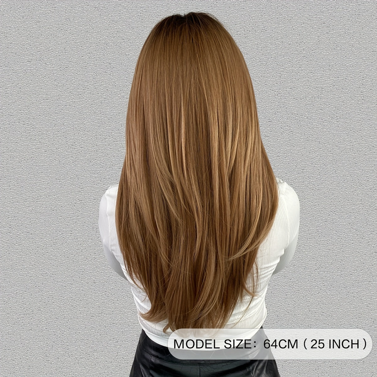 Heat Resistant Long Wavy Honey Blonde Wig with Bangs for Women - Natural Synthetic Brown Wig with Layered Style