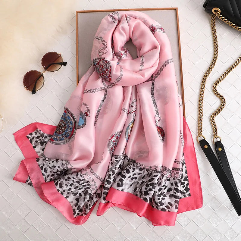 180x90cm Luxury Silk Scarf | Women's Summer Shawl &amp; Beach Wrap | Designer Bandana for Ladies - Smooth Wigs