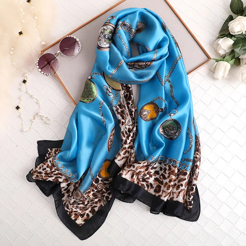 180x90cm Luxury Silk Scarf | Women's Summer Shawl &amp; Beach Wrap | Designer Bandana for Ladies - Smooth Wigs