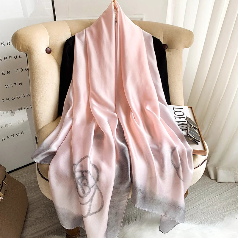 180x90cm Luxury Silk Scarf | Women's Summer Shawl &amp; Beach Wrap | Designer Bandana for Ladies - Smooth Wigs