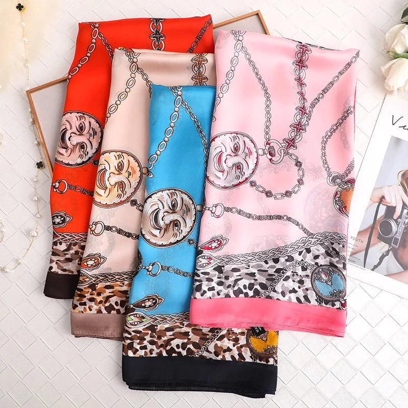 180x90cm Luxury Silk Scarf | Women's Summer Shawl &amp; Beach Wrap | Designer Bandana for Ladies - Smooth Wigs