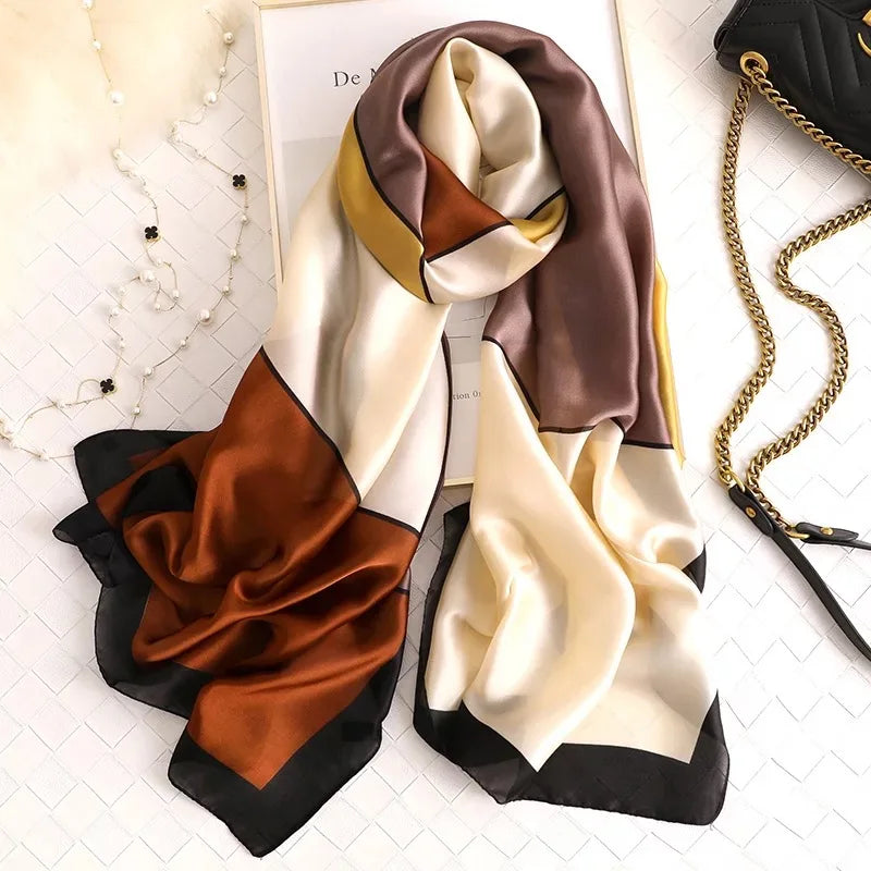 180x90cm Luxury Silk Scarf | Women's Summer Shawl &amp; Beach Wrap | Designer Bandana for Ladies - Smooth Wigs