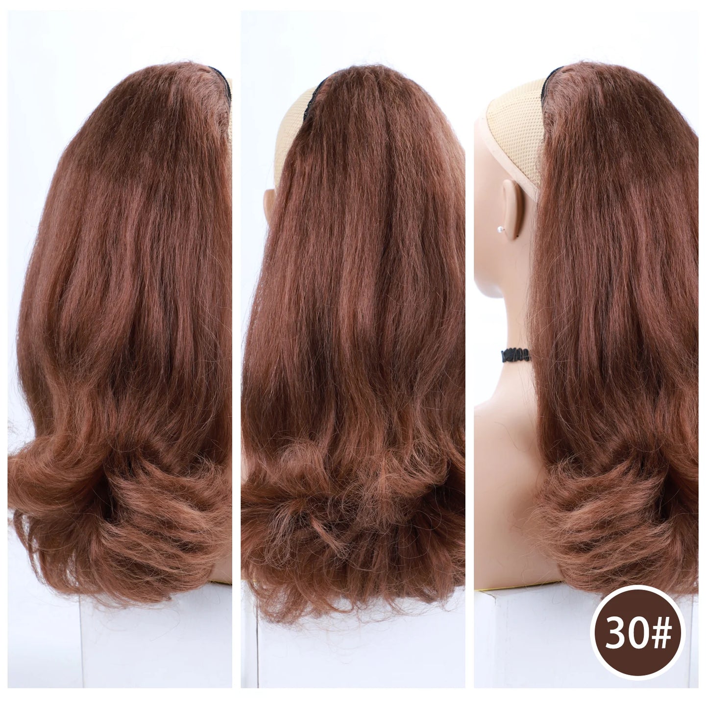 16-Inch Kinky Straight Hairpiece | natural Ponytail Extension with Drawstring &amp; Two Plastic Combs | Easy Wrap-Around Tail Style - Smooth Wigs