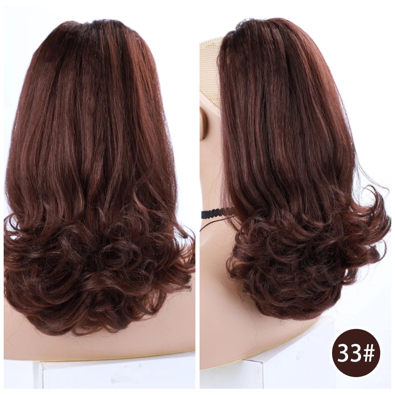 16-Inch Kinky Straight Hairpiece | natural Ponytail Extension with Drawstring &amp; Two Plastic Combs | Easy Wrap-Around Tail Style - Smooth Wigs