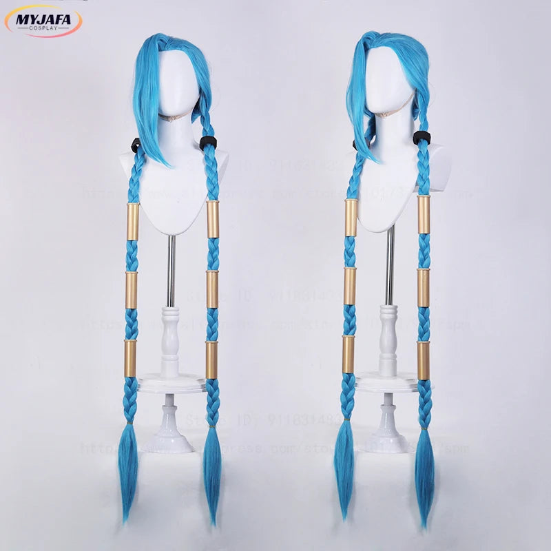 Jinx Cosplay Wig | Long Braided Blue Hair with Heat Resistance | Perfect for League of Legends & Anime Fans - Smooth Wigs