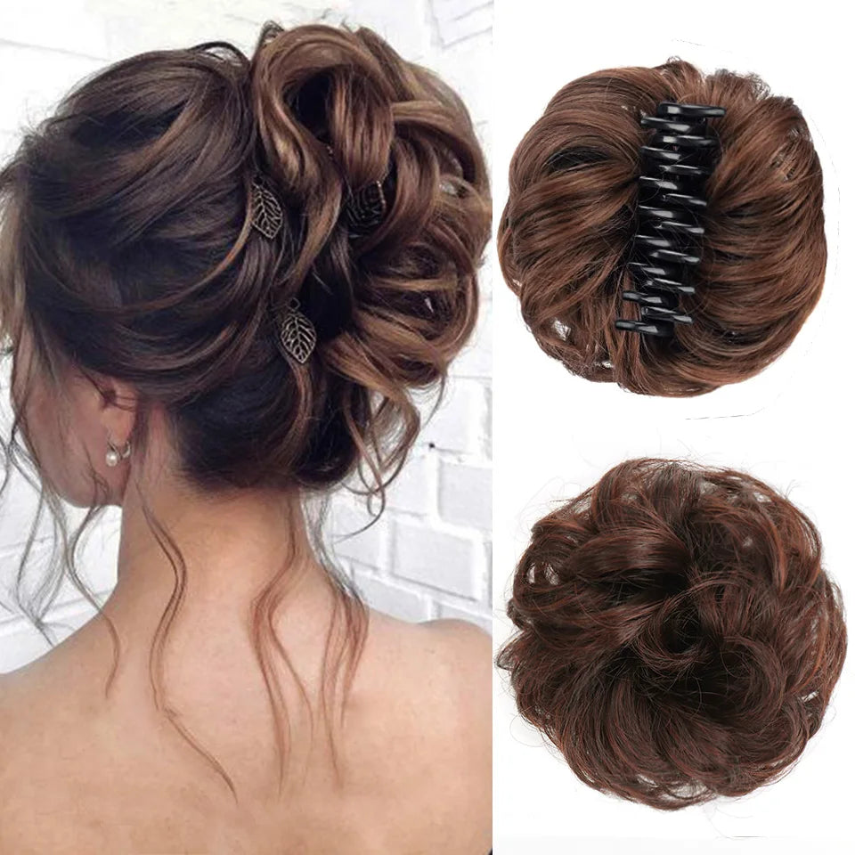 Chignon Messy Bun | Wavy Curly Claw Clip Hairpiece | Ponytail Extensions for Women - Smooth Wigs