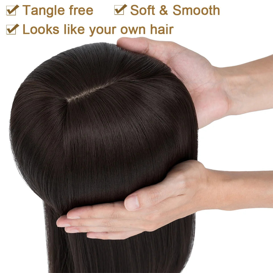 Benehair 14'' &amp; 18'' Synthetic Hair Toppers with Bangs | 6x6 Clip-In Top Hairpiece | Long Straight Wig Extensions for Women by SmoothWigs - Smooth Wigs