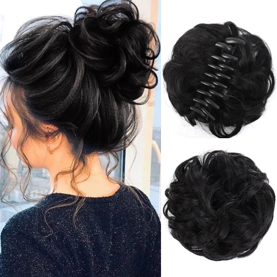 Chignon Messy Bun | Wavy Curly Claw Clip Hairpiece | Ponytail Extensions for Women - Smooth Wigs