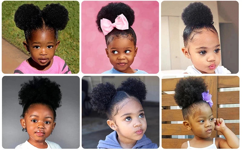 Large Afro Puff Ponytail | Kinky Curly Hair Bun with Drawstring &amp; Clips | Updo Extensions for Black Women - Smooth Wigs