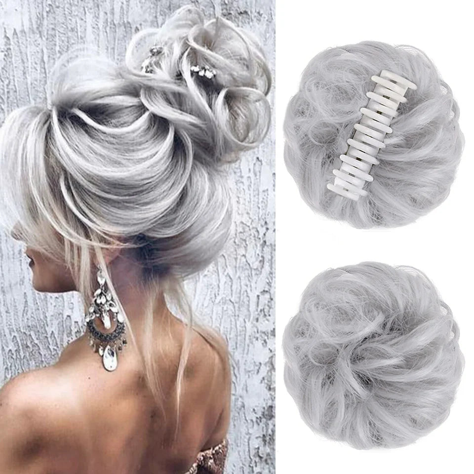Chignon Messy Bun | Wavy Curly Claw Clip Hairpiece | Ponytail Extensions for Women - Smooth Wigs