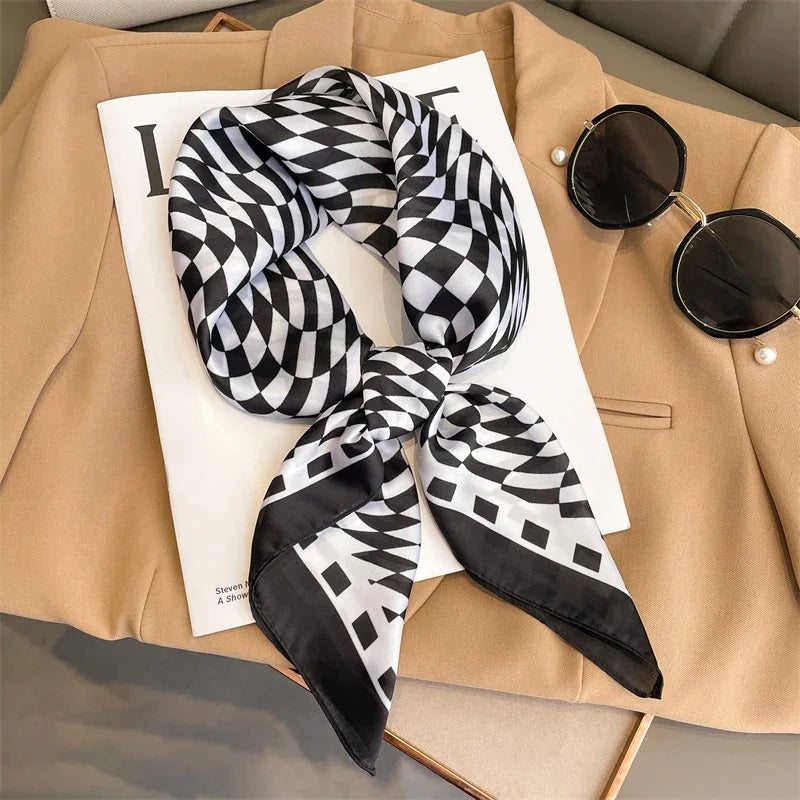 2025 Luxury Silk Leopard Print Scarf | Women's Square Beach Wrap &amp; Headband | Versatile Echarpe Shawl - Smooth Wigs