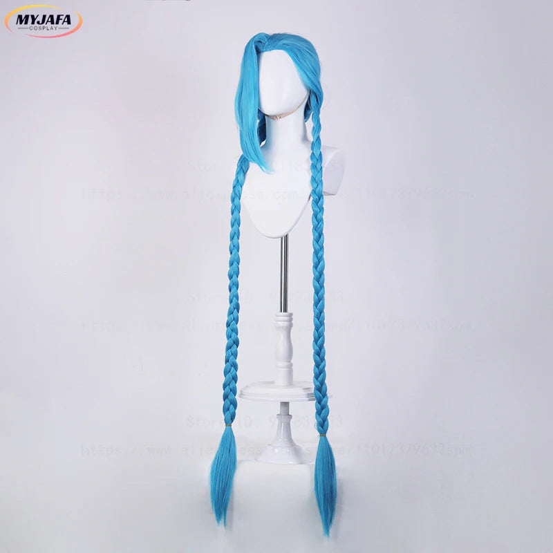 Jinx Cosplay Wig | Long Braided Blue Hair with Heat Resistance | Perfect for League of Legends & Anime Fans - Smooth Wigs
