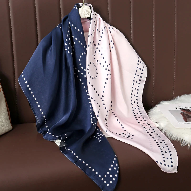 110cm Luxury Silk Square Scarf | Women's Large Shawl &amp; Hijab | 2025 Designer Print Beach Wrap &amp; Foulard Echarpe - Smooth Wigs
