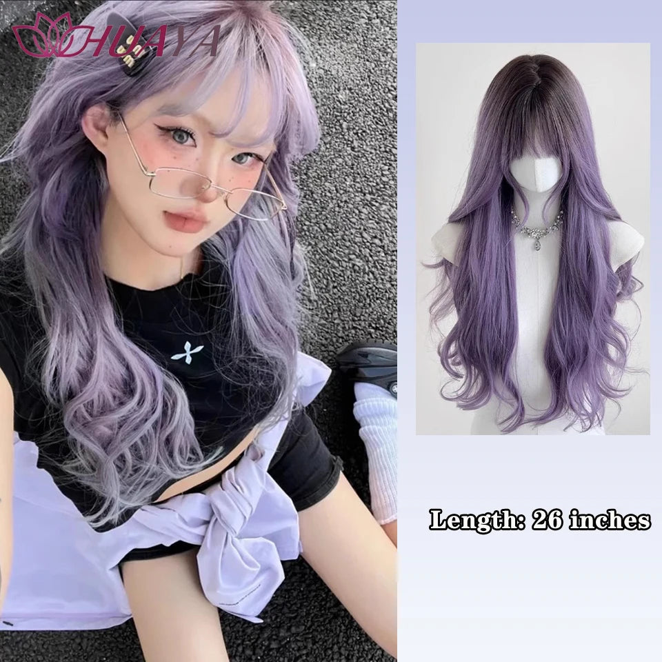 Long Curly White Gold Wig | Full Head Eight-Character Bangs | Nautral Wig with Big Waves by SmoothWigs - Smooth Wigs