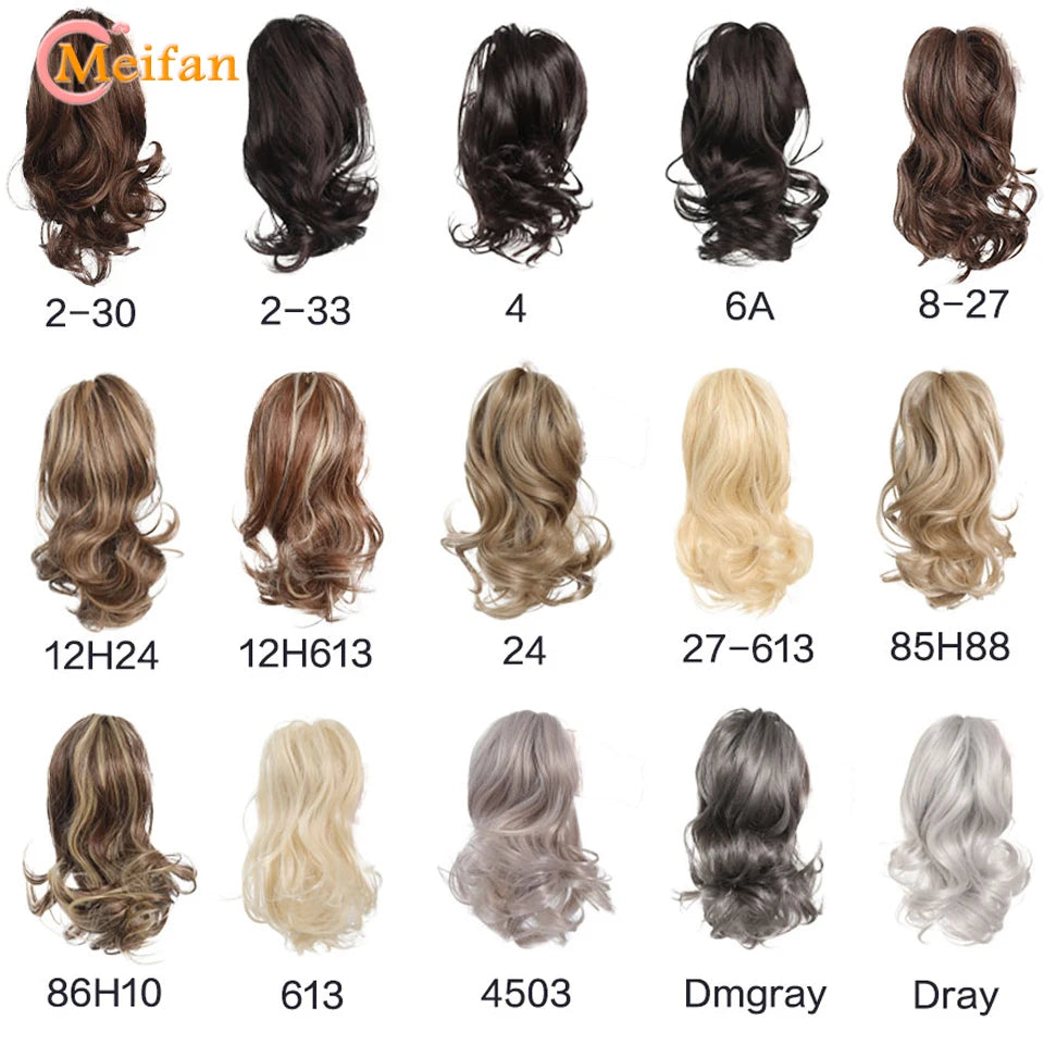 Wavy Curly Claw Clip Ponytail | Natural-Looking Hair Bun Extension in Blonde, Brown &amp; Black | False Pigtail for Women - Smooth Wigs