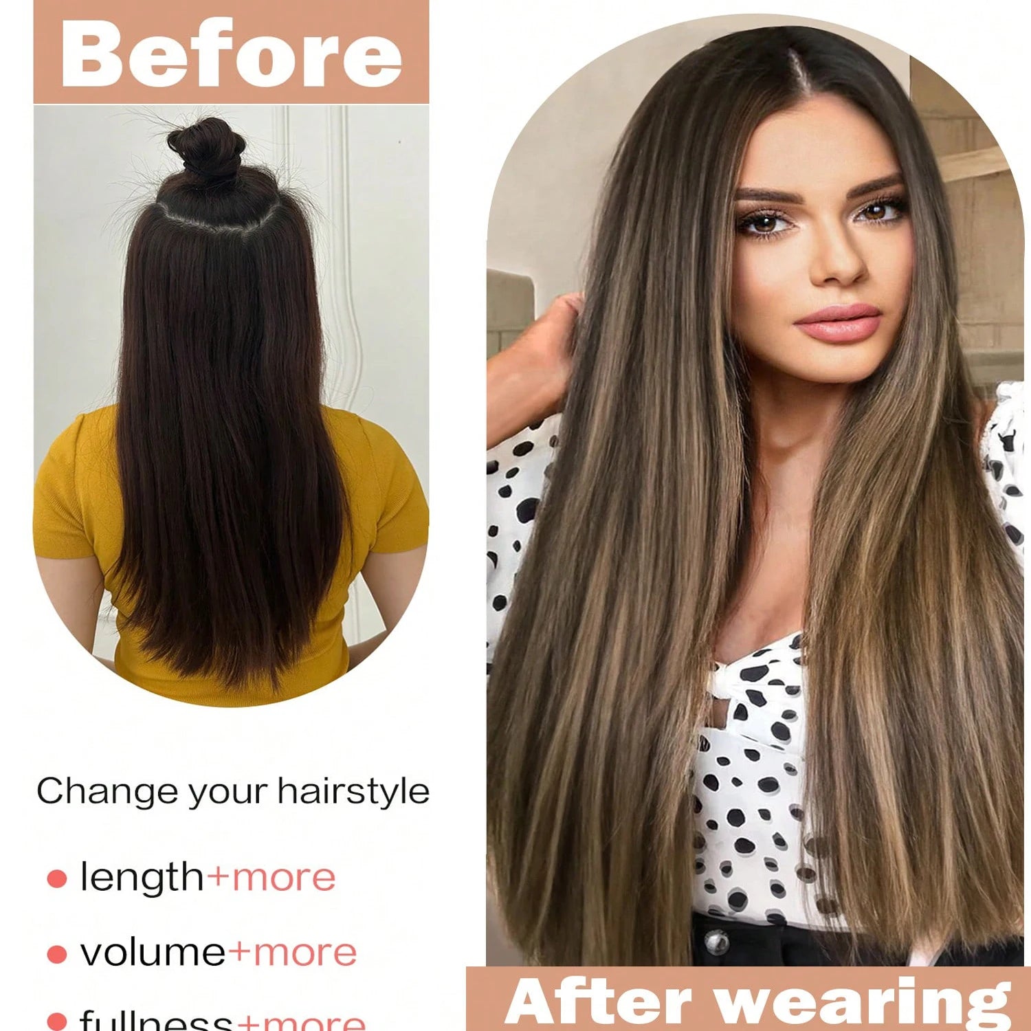 Clip-In Hair Extensions | Thick Long Lace Weft Synthetic Hairpieces for Women | Lightweight &amp; Easy to Style - Smooth Wigs