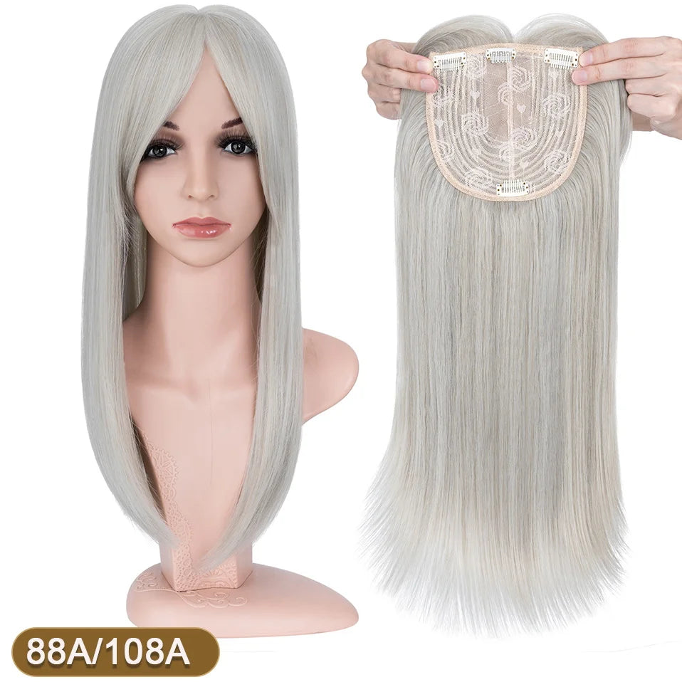 18-Inch Straight Hair Topper with Bangs | Synthetic Hairpiece for Adding Volume &Coverage | Women's Hair Extension Solution - Smooth Wigs