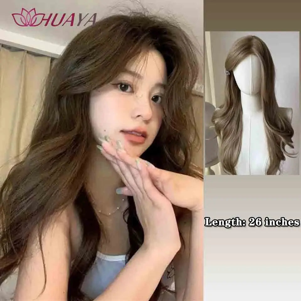 Long Curly White Gold Wig | Full Head Eight-Character Bangs | Nautral Wig with Big Waves by SmoothWigs - Smooth Wigs