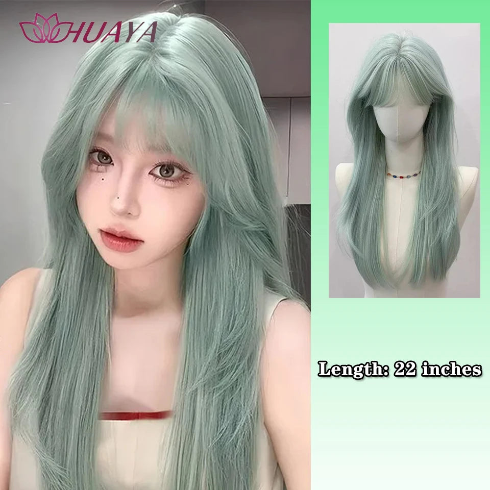 Long Curly White Gold Wig | Full Head Eight-Character Bangs | Nautral Wig with Big Waves by SmoothWigs - Smooth Wigs