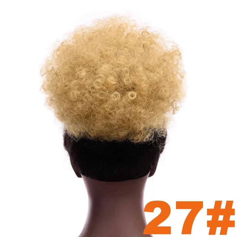 Large Afro Puff Ponytail | Kinky Curly Hair Bun with Drawstring &amp; Clips | Updo Extensions for Black Women - Smooth Wigs