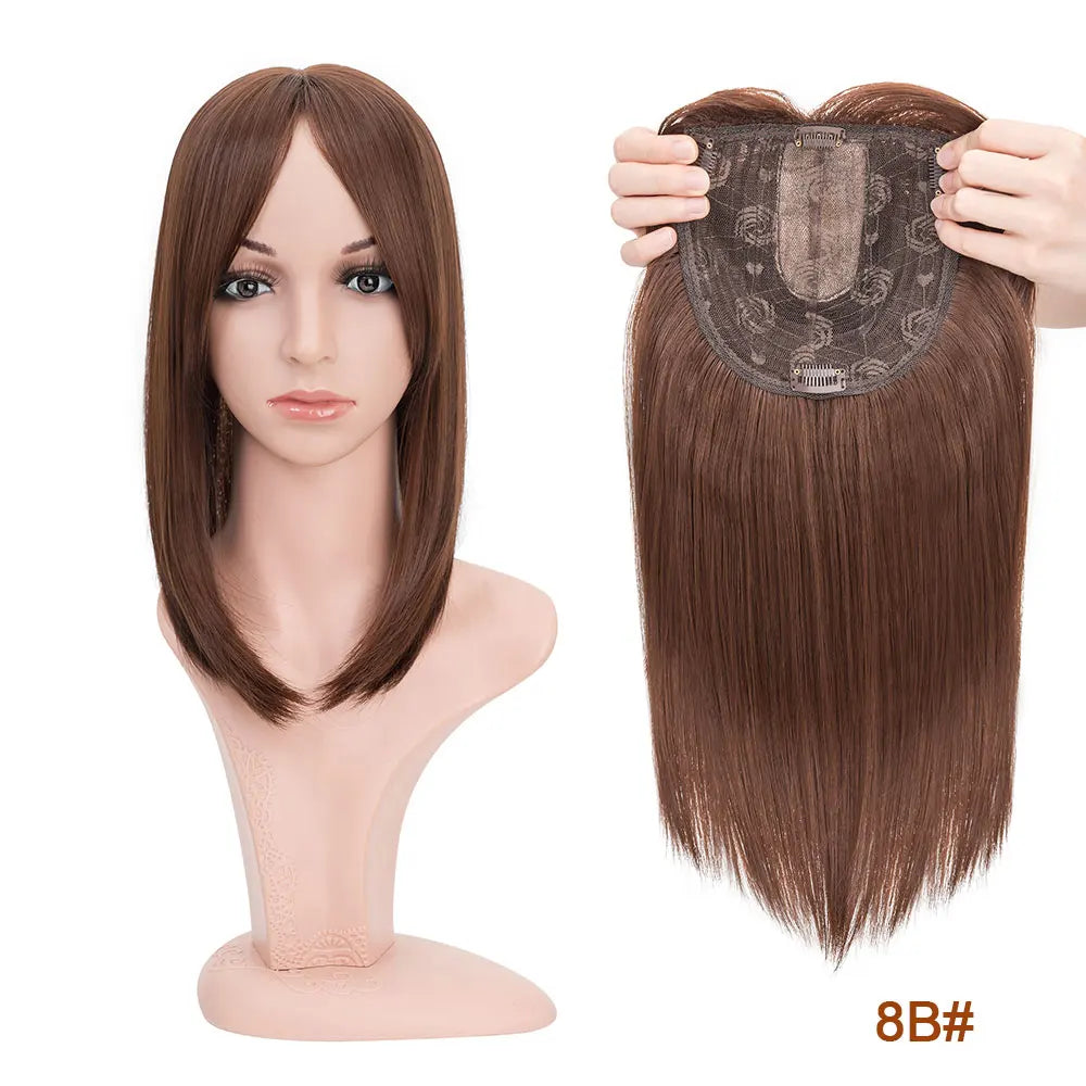 Benehair 14'' &amp; 18'' Synthetic Hair Toppers with Bangs | 6x6 Clip-In Top Hairpiece | Long Straight Wig Extensions for Women by SmoothWigs - Smooth Wigs