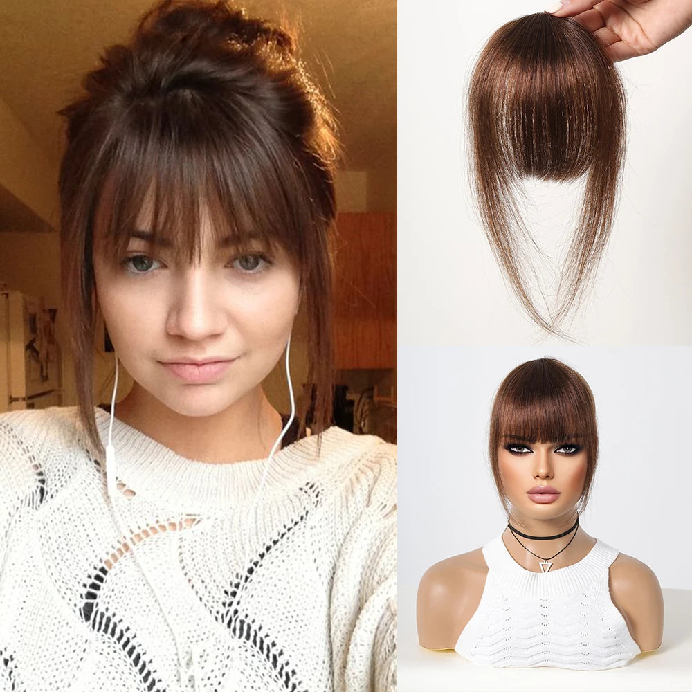 4.5-Inch Platinum Blonde Remy Human Hair Bangs | Clip-In Fringe Hairpiece for Women | 100% Human Hair Bangs Extension - Smooth Wigs