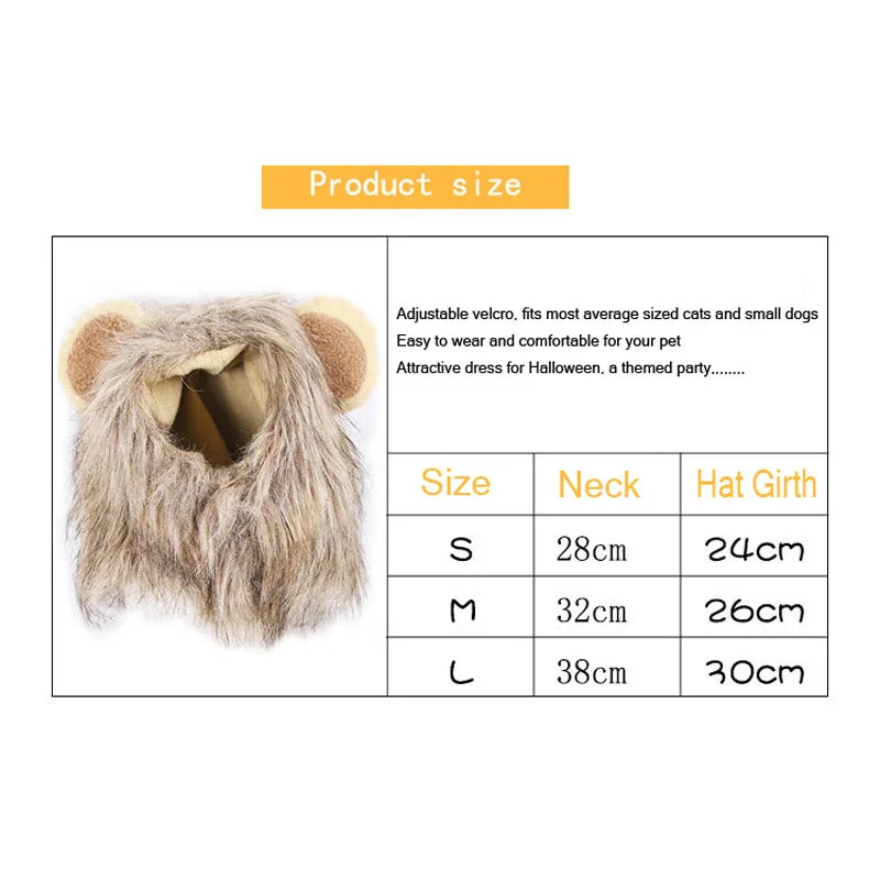 Funny Lion Mane Costume for Cats &amp; Dogs | Cute Pet Wig with Ears | Perfect for Parties &amp; Cosplay - Smooth Wigs