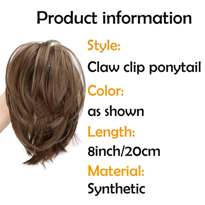 Messy Bun Hairpiece | Short Straight Chignon Ponytail with Claw Clip | Tousled Updo Extensions for Women - Smooth Wigs