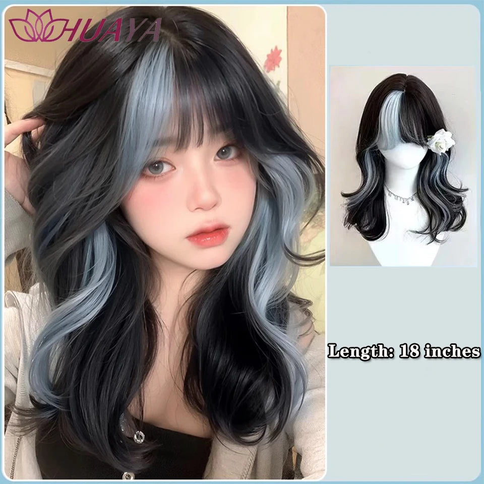 Long Curly White Gold Wig | Full Head Eight-Character Bangs | Nautral Wig with Big Waves by SmoothWigs - Smooth Wigs