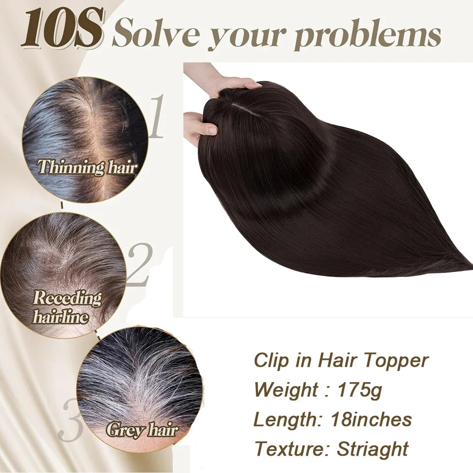 Benehair 14'' &amp; 18'' Synthetic Hair Toppers with Bangs | 6x6 Clip-In Top Hairpiece | Long Straight Wig Extensions for Women by SmoothWigs - Smooth Wigs