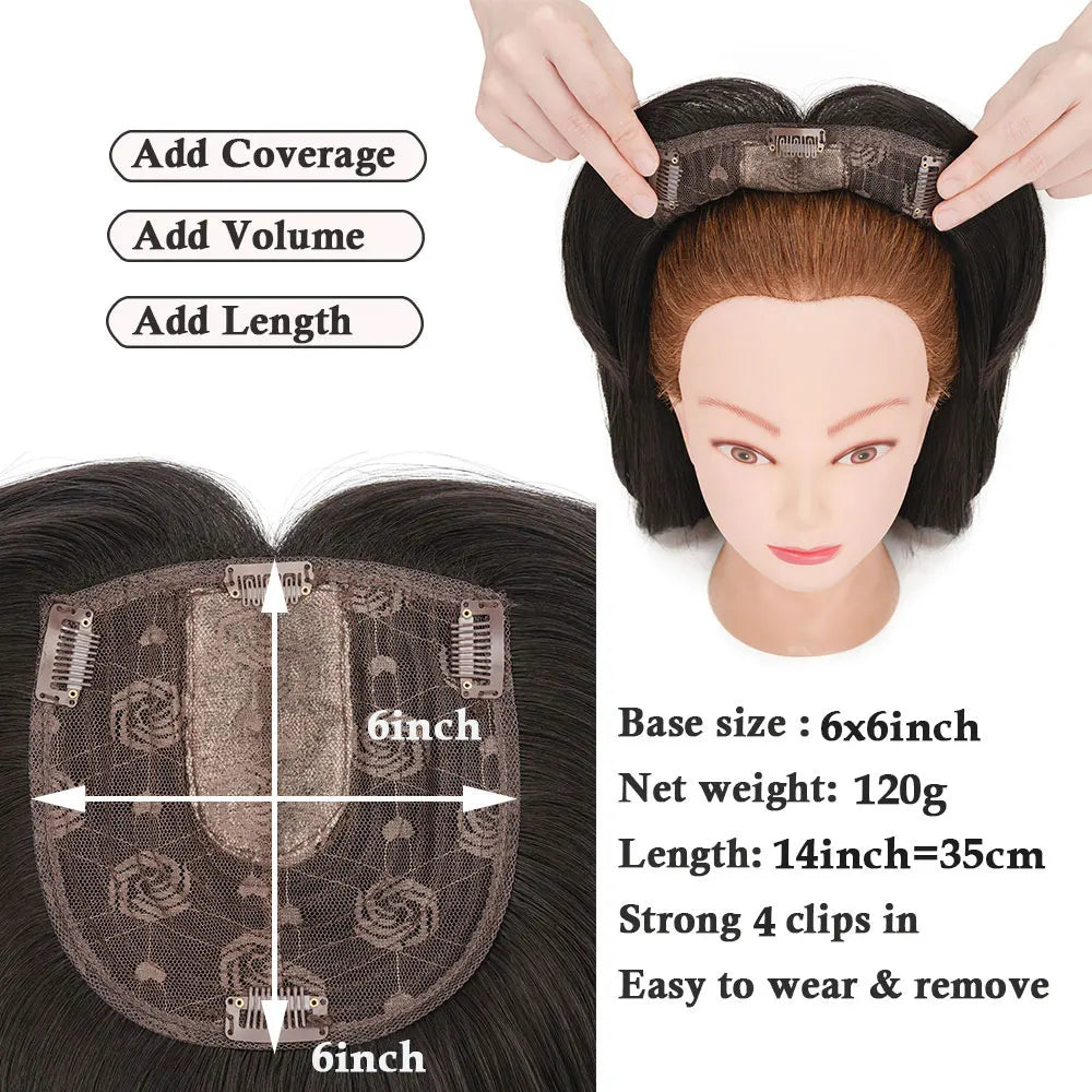 Benehair 14'' &amp; 18'' Synthetic Hair Toppers with Bangs | 6x6 Clip-In Top Hairpiece | Long Straight Wig Extensions for Women by SmoothWigs - Smooth Wigs
